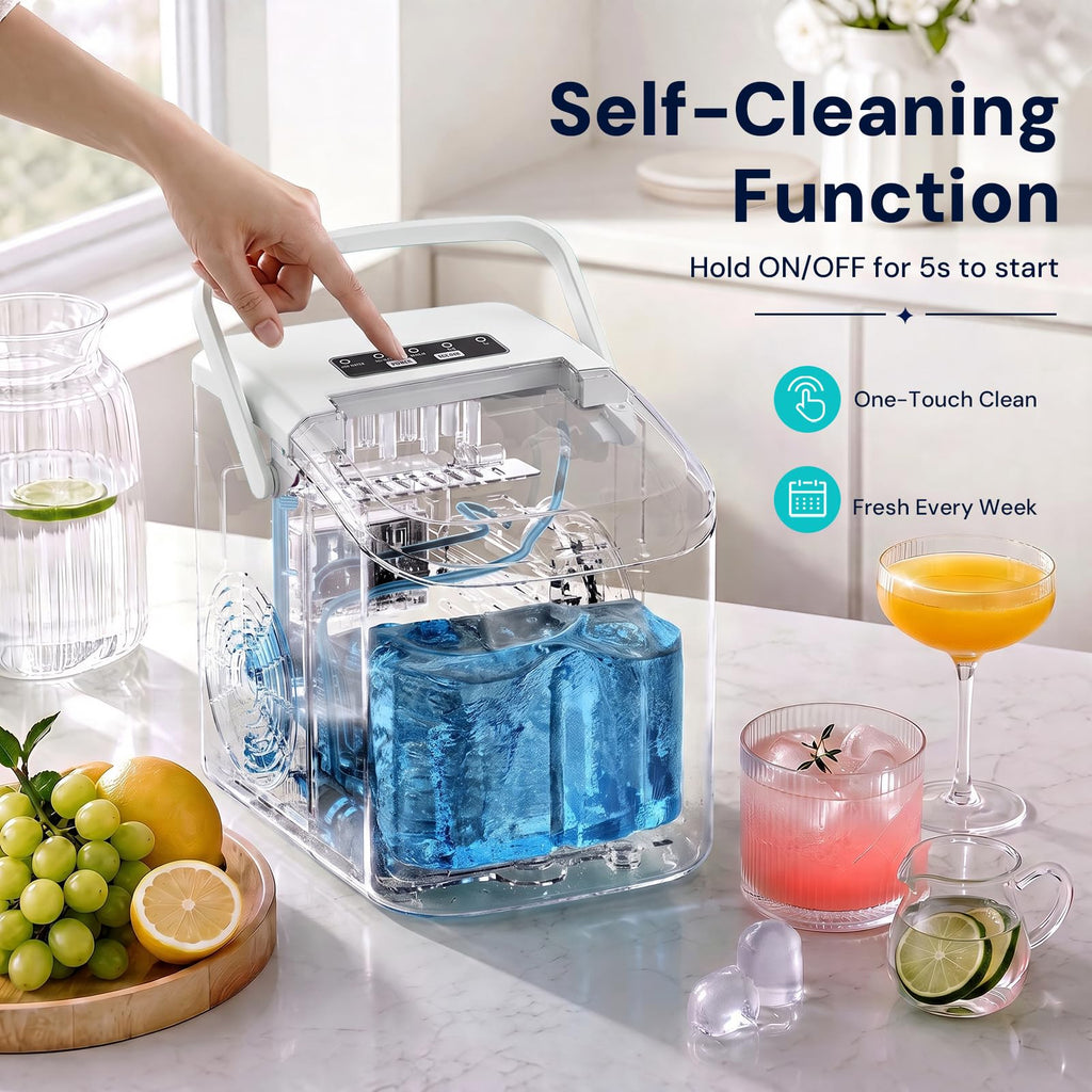 Kismile Countertop Ice Maker Machine, 26Lbs/Day Fastest 6‑Min Ice, Black