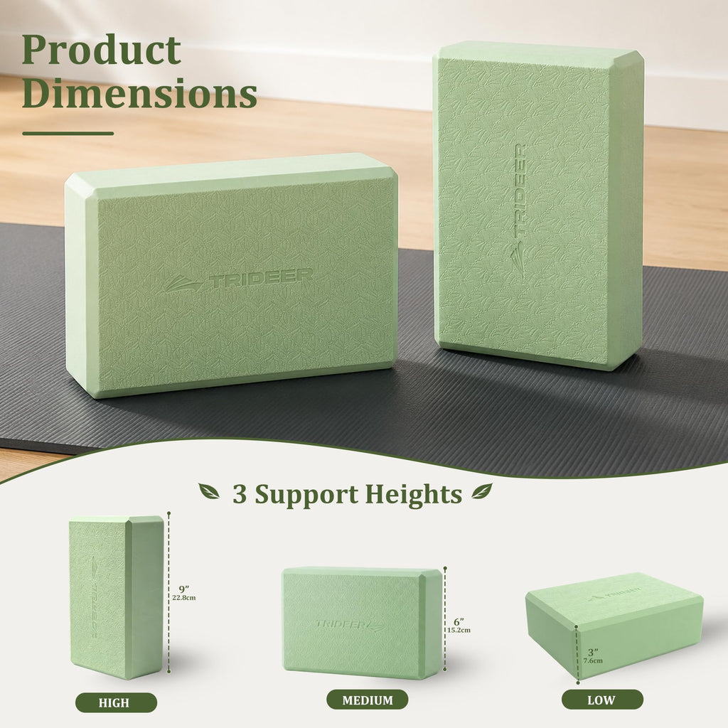 Yoga Blocks 2 Pack with Supportive Non-Slip Foam for Yoga Pilate Stretching