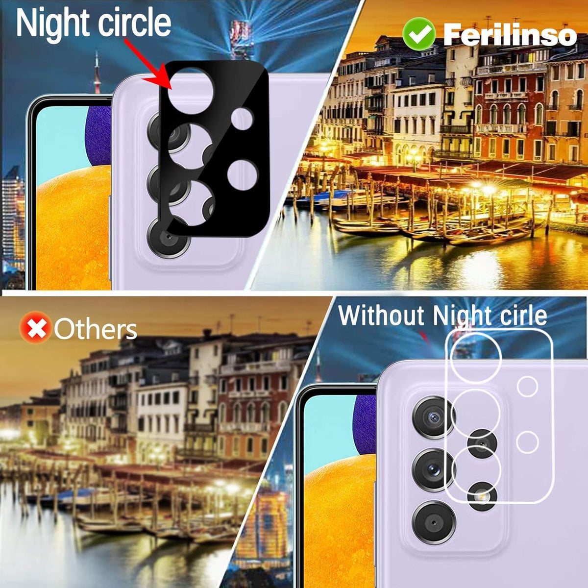 Ferilinso Camera Lens Protector for iPhone 14/15/14 Plus/15 Plus/13/13 Mini