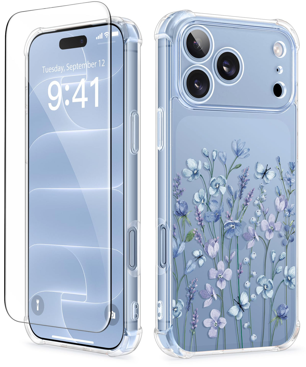 GVIEWIN for iPhone 18 Pro Max Case/17 Pro Max Case Floral Clear Slim Women
