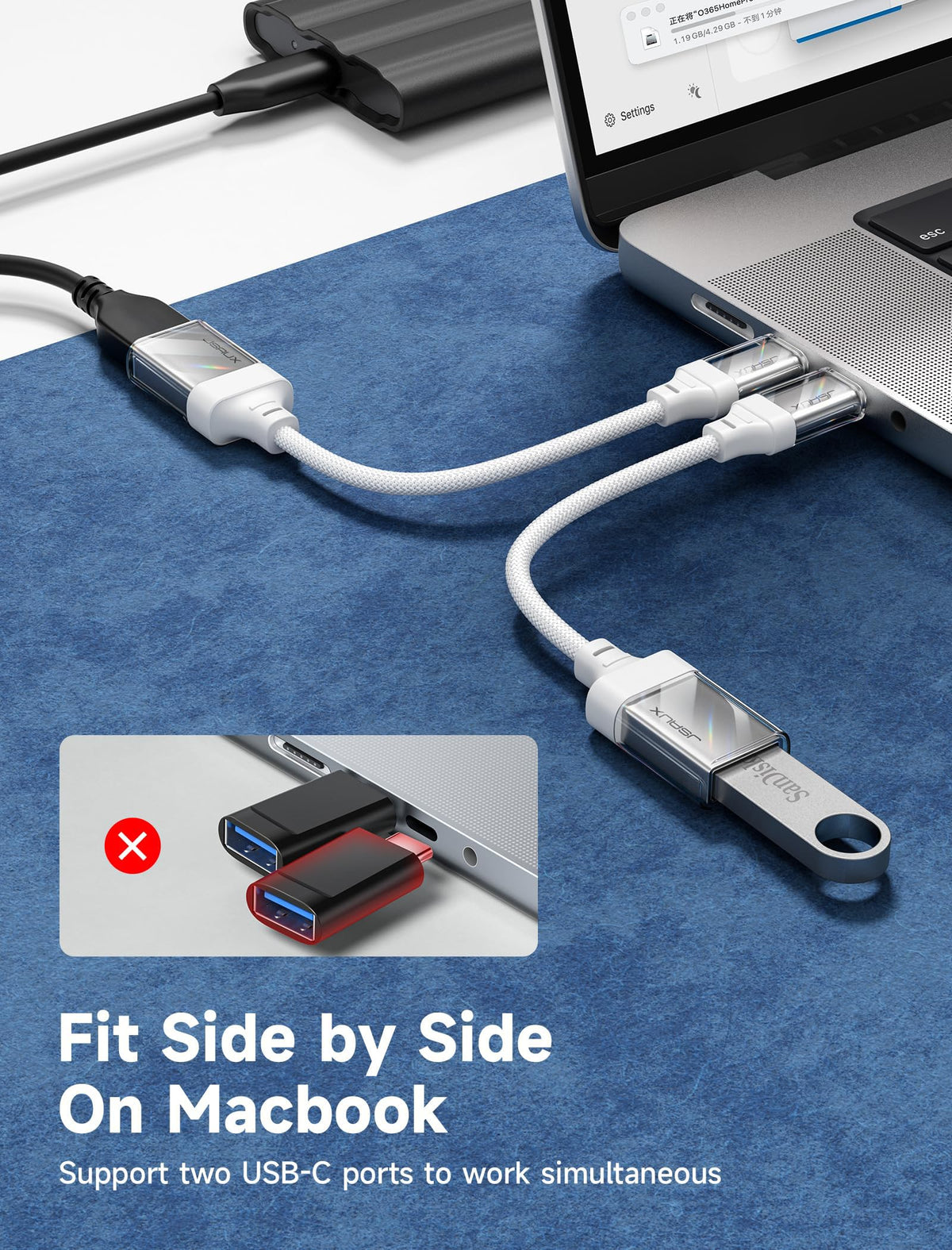 JSAUX USB C to USB 3.0 Adapter [2 Pack], USB C Male to USB Female OTG Cable Adapter Compatible with MacBook Pro/Air, iPhone 18 Pro Max/iPhone Duo‌/Air/17/16/15 Series, Samsung Galaxy S26/S25/S24-Red