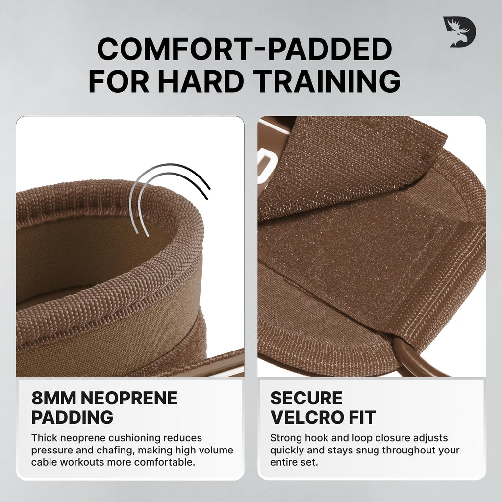 DMoose Ankle Strap for Cable Machine - One Size Fit with Premium Padding, Workout Kickback Ankle Cuffs, Ankle Bands for Working Out, Booty Workouts, Leg Extension, Hip Abductors & Lower Body Exercises