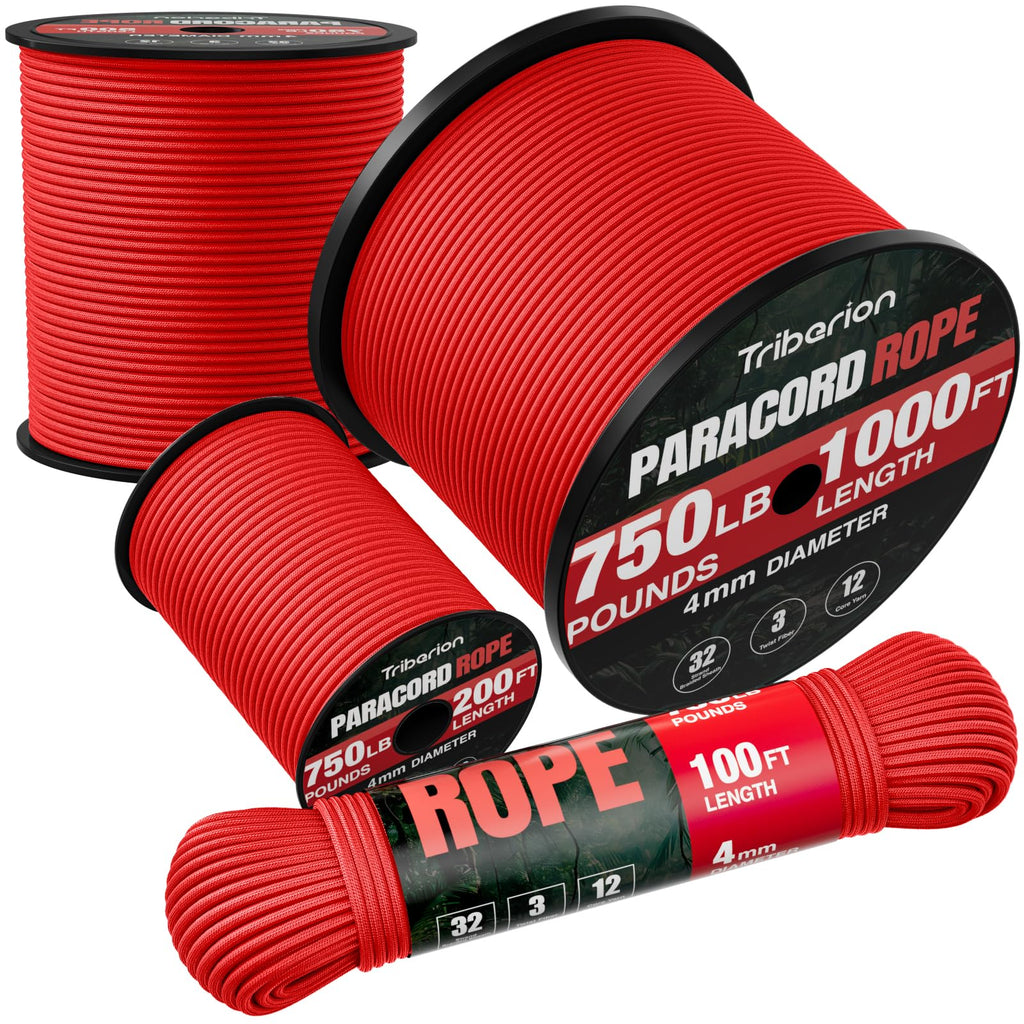 Paracord Rope 750 lb - 50ft 5/32" Parachute Cord 4MM 12-Strand para Cord - Heavy Duty Spool String for Survival,Camping Gear, Survival Bracelet, Clothesline - Black