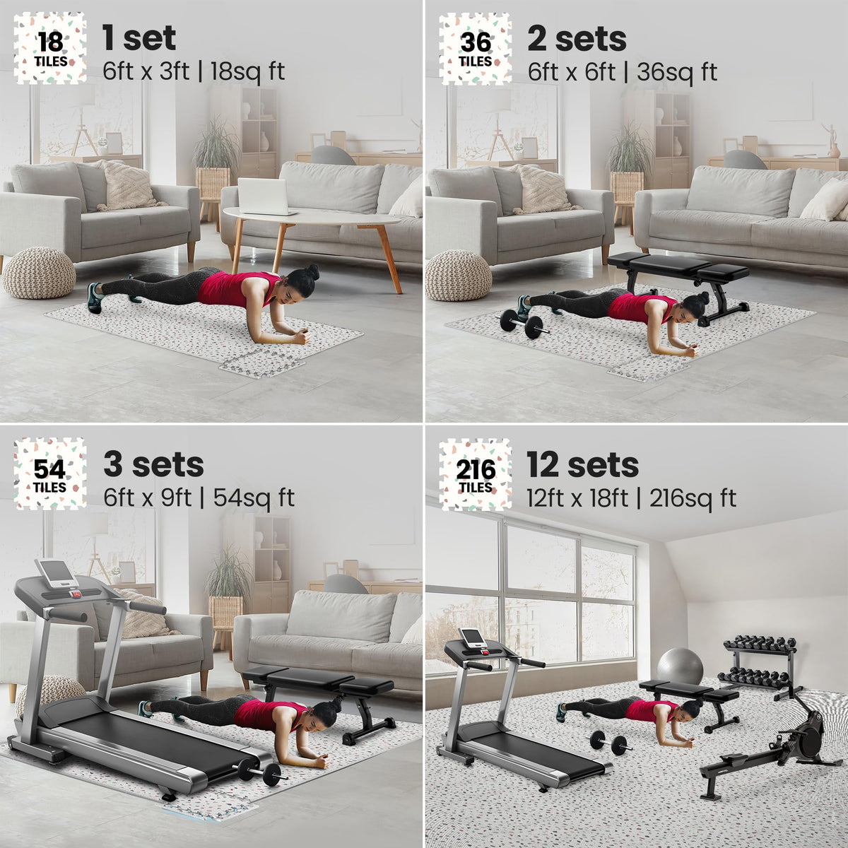 bemaxx Gym Mats Set - EVA Interlocking Foam Floor Tiles Workout Mat Puzzle