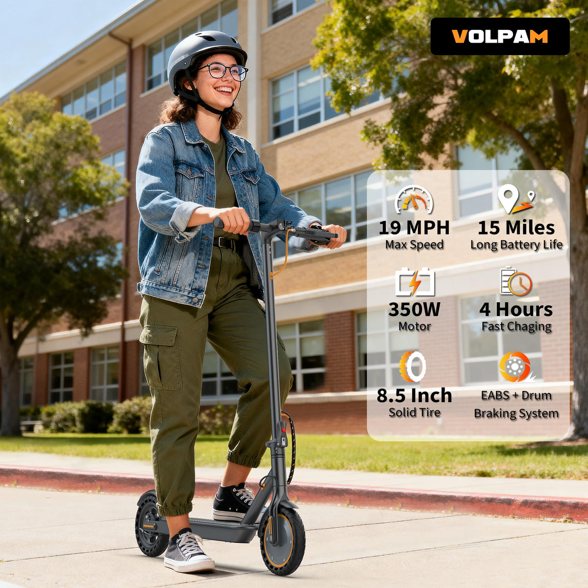 VOLPAM Electric Scooter, 350W/500W Motor, 21/28/40 Miles Long Range