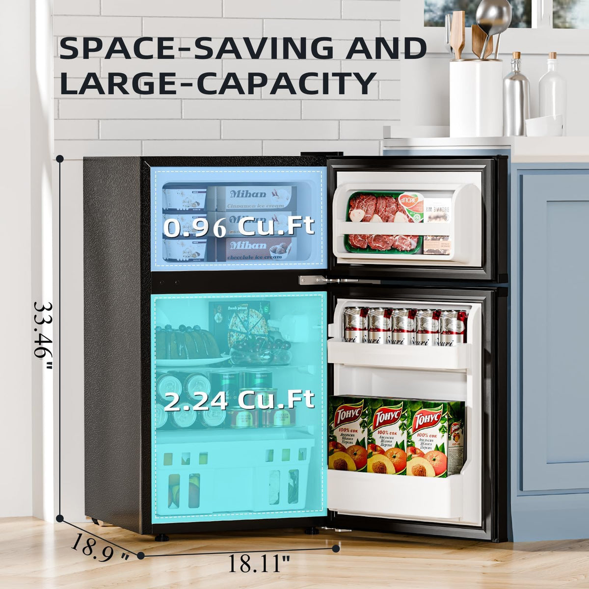Kismile 1.1 Cu.ft Upright Mini Freezer for Dorms Apartment, Stainless Steel