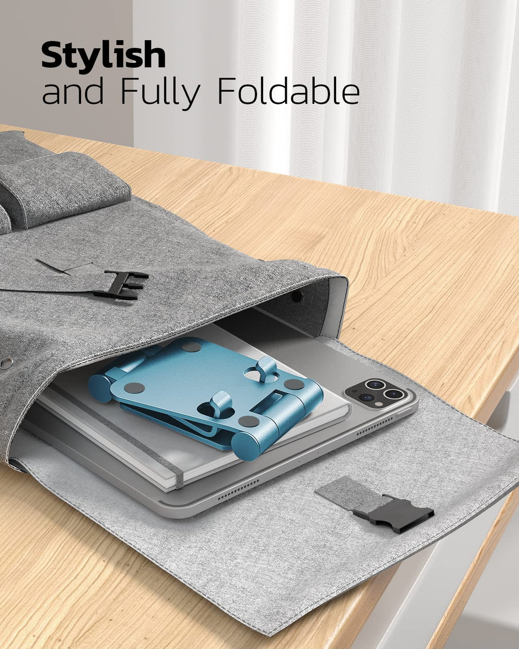 Nulaxy Full Aluminum Dual Folding Cell Phone Stand for Desk, Purple