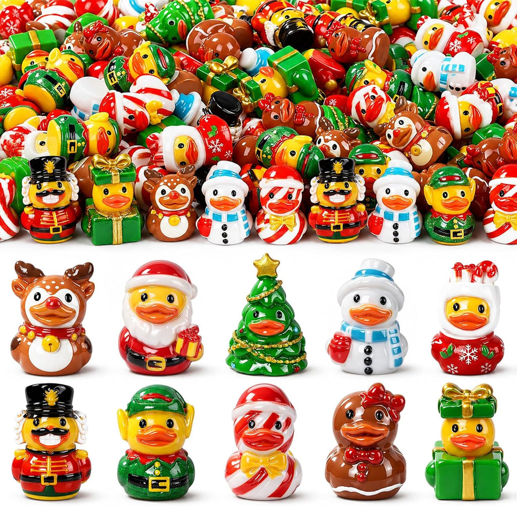 DIYDEC 40PCS Christmas Mini Ducks Figures Toys Miniature Resin Animal Decor