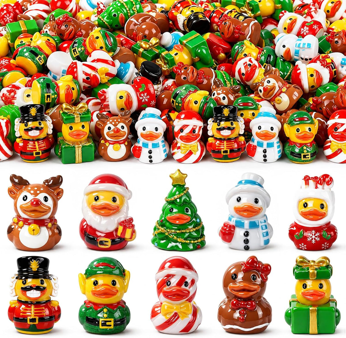 DIYDEC 40PCS Christmas Mini Ducks Figures Toys Miniature Resin Animal Decor