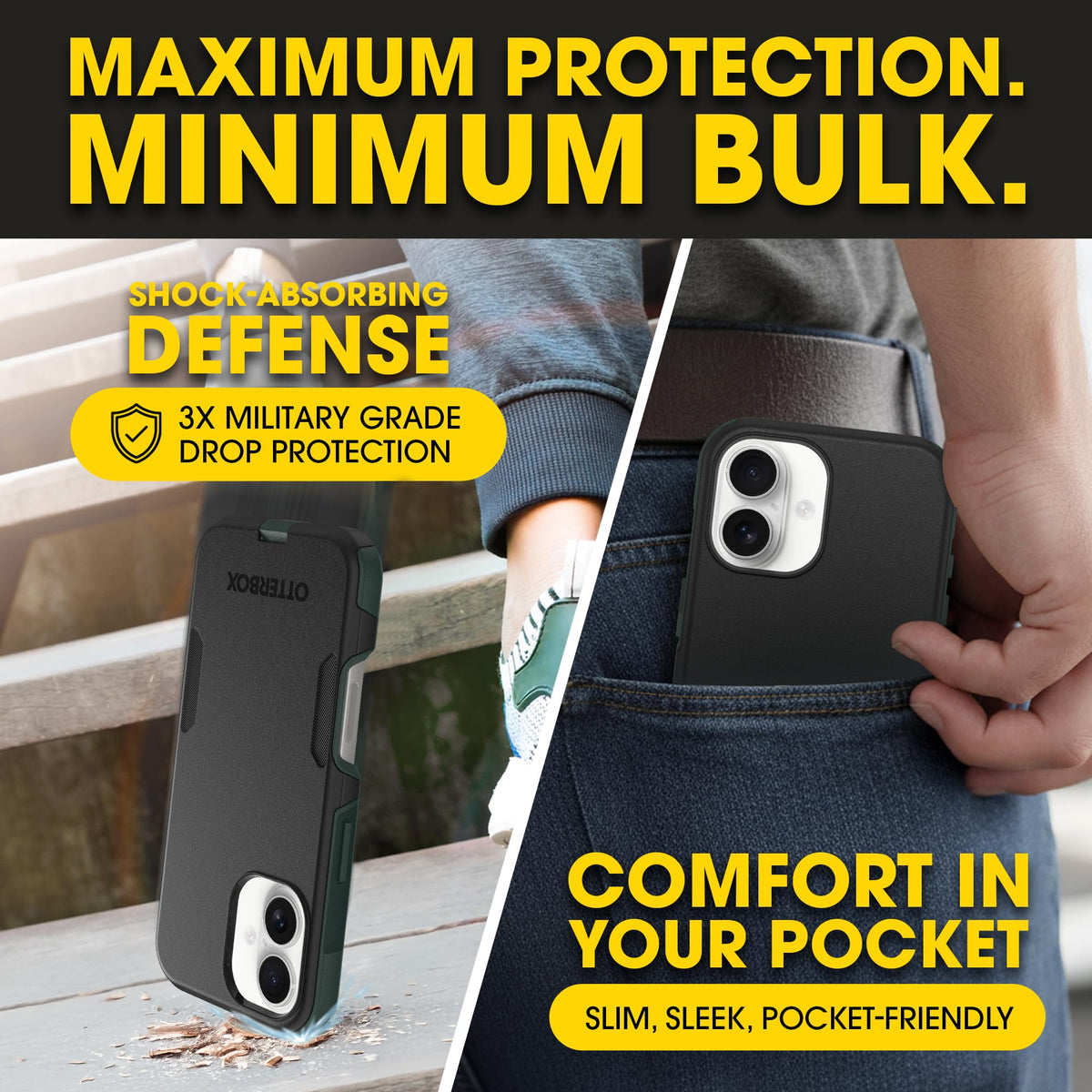 OtterBox iPhone 16 Commuter Series Case - Baby Blue Jeans, Thin & Protective iPhone Case, Dual-Layer, Impact Absorbing iPhone Case