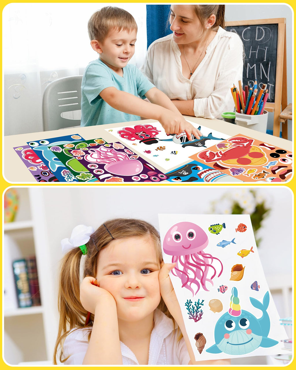 24 Pcs Make Your Own Axolotl Sticker, Party Favors Face Stickers for Kids