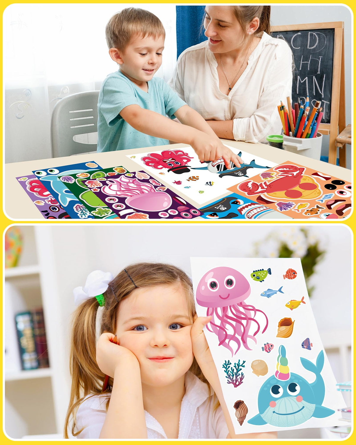 24 Pcs Make Your Own Axolotl Sticker, Party Favors Face Stickers for Kids