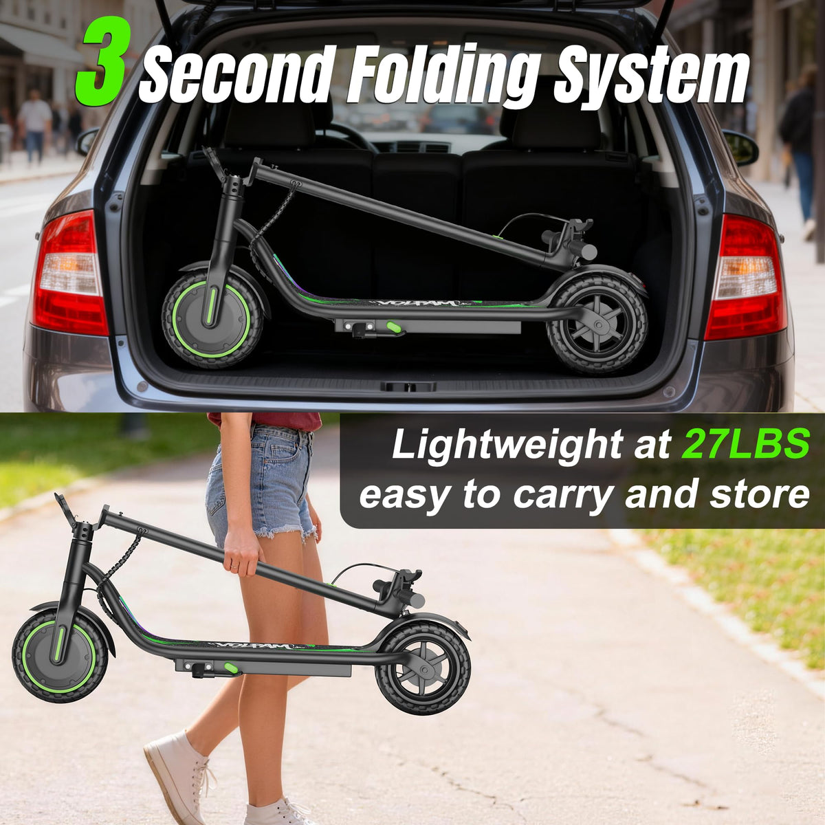 VOLPAM Electric Scooter, 350W/500W Motor, 21/28/40 Miles Long Range