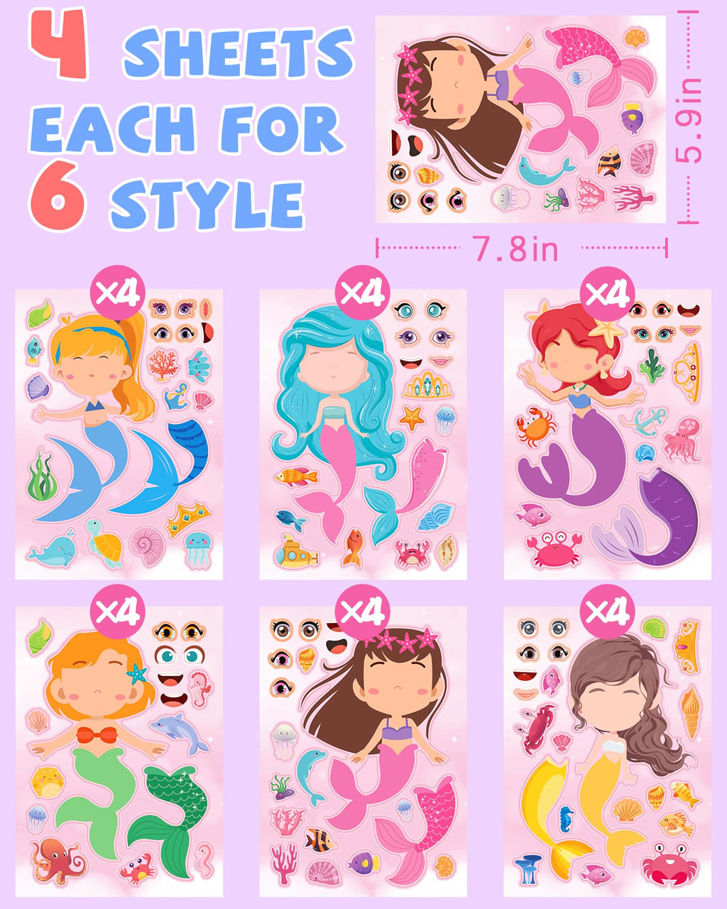 24 Pcs Make Your Own Axolotl Sticker, Party Favors Face Stickers for Kids