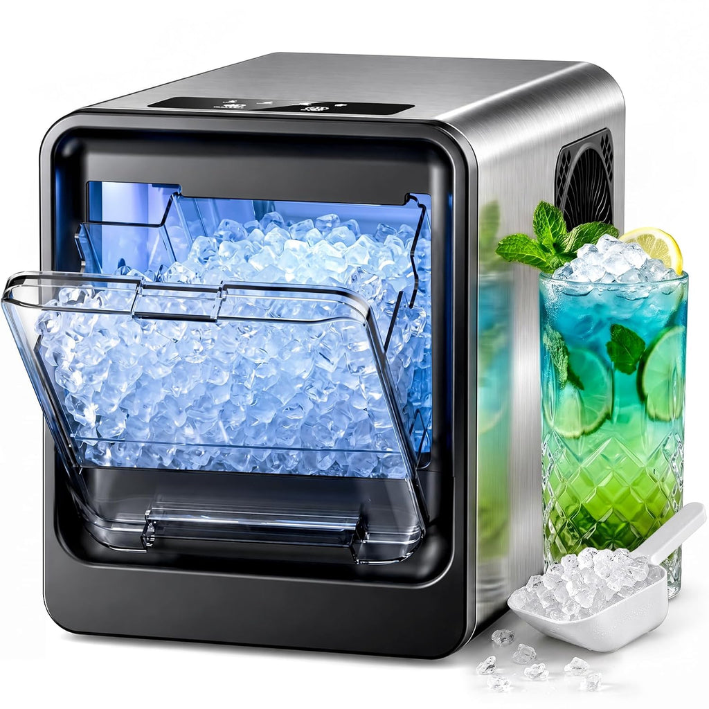 Kismile Nugget Ice Maker Countertop, 35 lbs/24H, Ice in 4 Mins