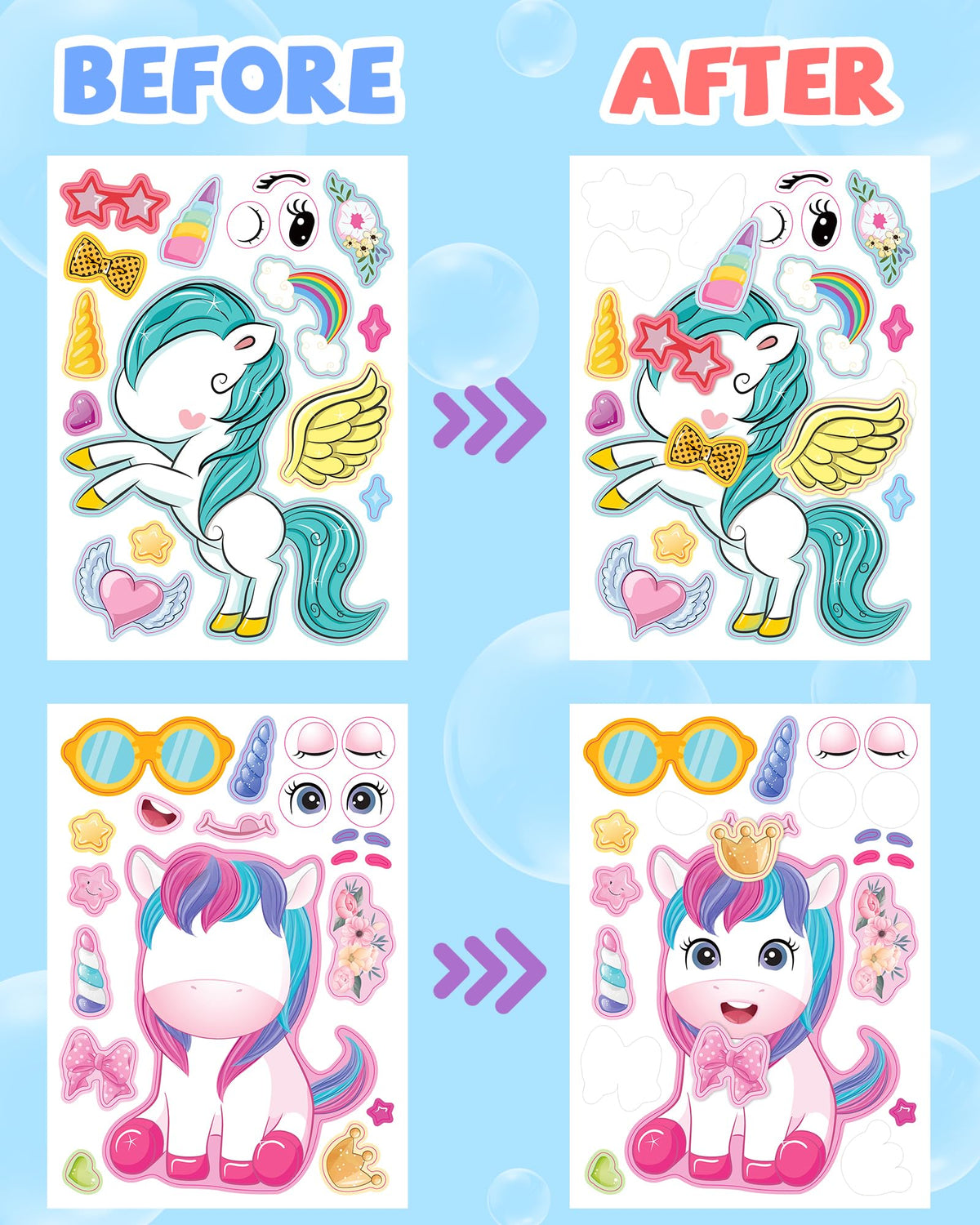 24 Pcs Make Your Own Axolotl Sticker, Party Favors Face Stickers for Kids