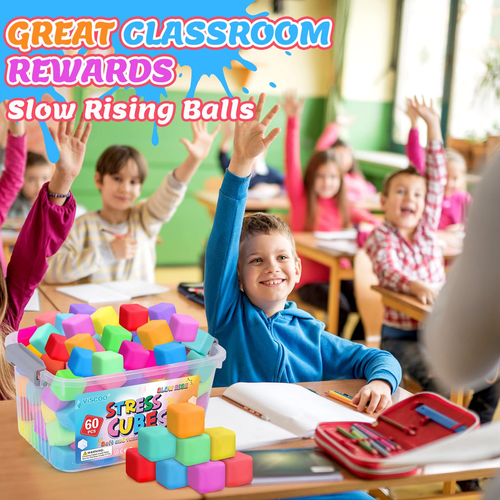 VISCOO 12 Pack Slow Rising Stress Cube, Stress Balls Fidget Squishy Toys