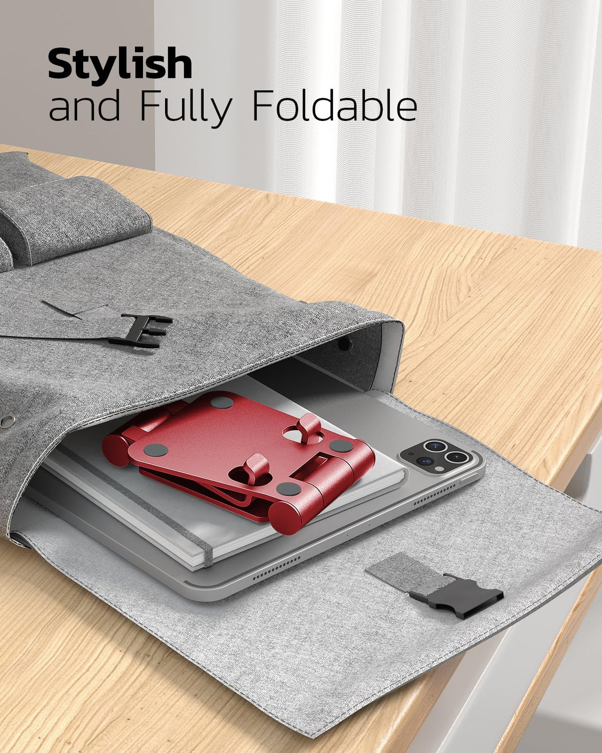 Nulaxy Full Aluminum Dual Folding Cell Phone Stand for Desk, Purple