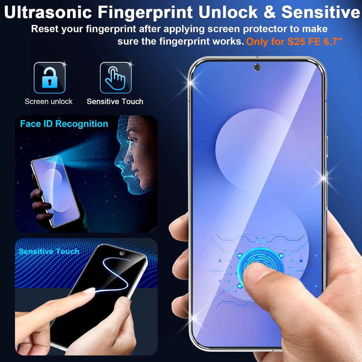 firtstnow 3 Pack for Samsung Galaxy S25 Ultra Screen Protector Tempered Glass + 3 Pack Camera Lens Protector, Military Grade Shatterproof, 9H Hardness, Fingerprint Unlock,Case Friendly 6.9 Inch