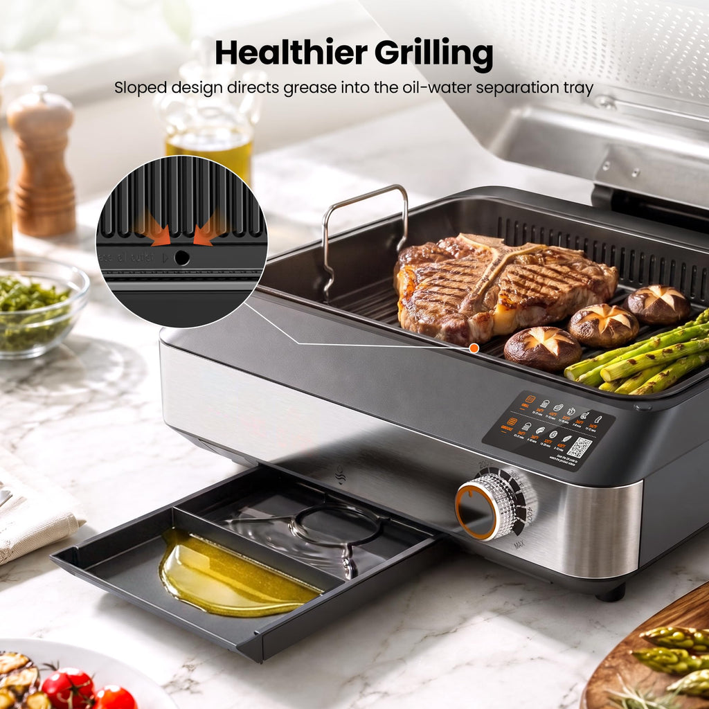 Kismile Smokeless Indoor Grill & Electric Griddle, 2-in-1 Countertop Grill