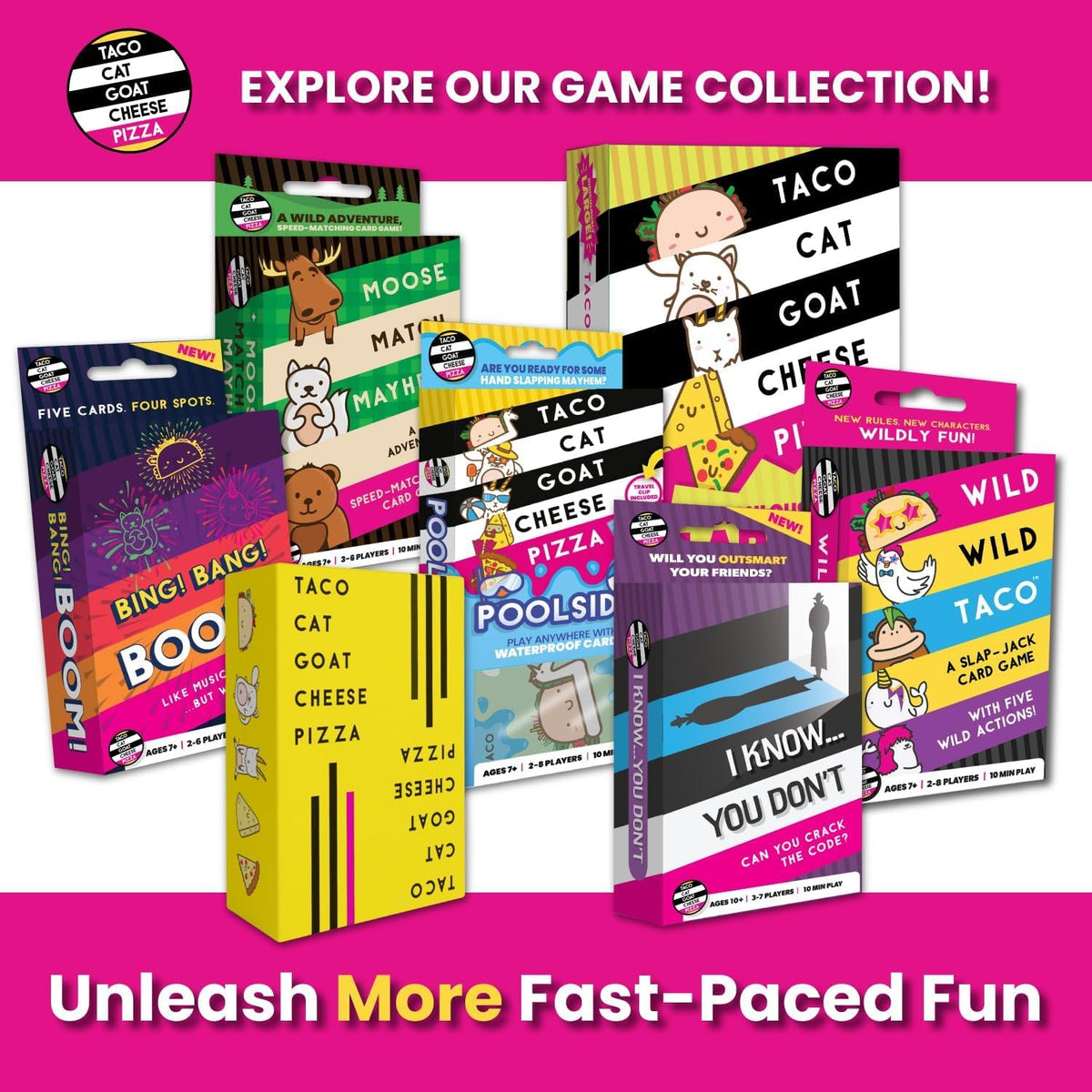 Taco Cat Goat Cheese Pizza Card Game by Taco Cat Games, Age 7+, 2-8 Players
