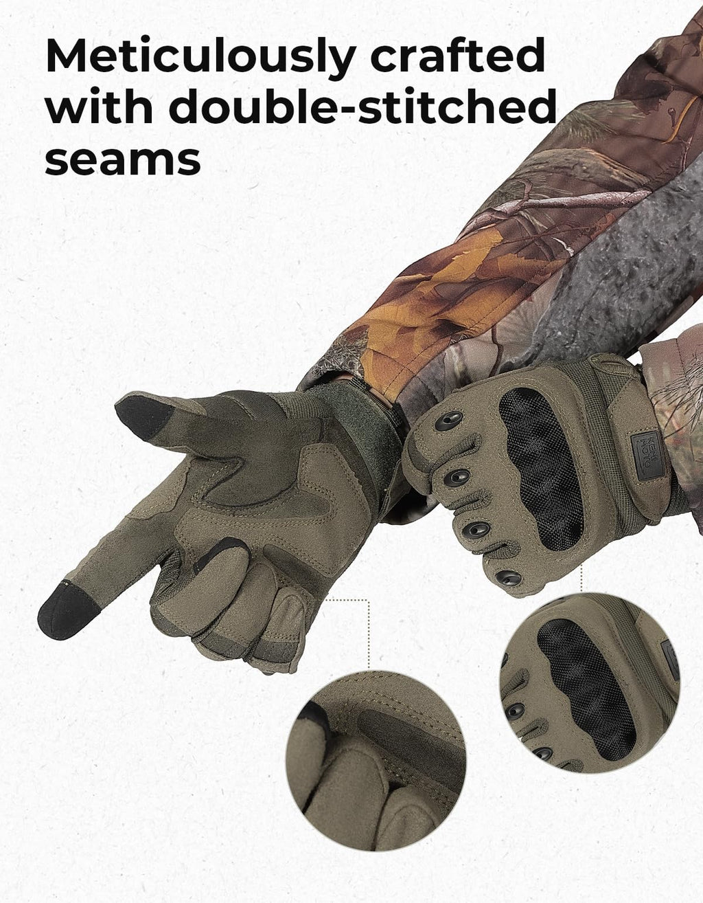 KEMIMOTO Tactical Gloves for Men, Touchscreen Motorcycle Gloves with Hard Shell & Palm Padding for Sports Motorcycle Cycling Tactical Airsoft Paintball Hunting Hiking