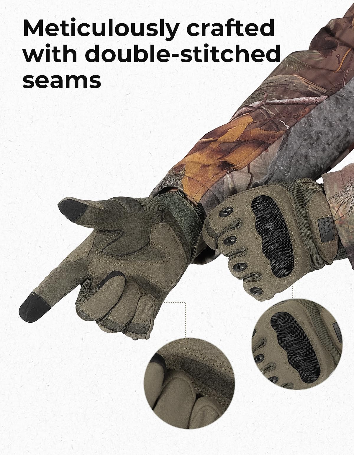 KEMIMOTO Tactical Gloves for Men, Touchscreen Motorcycle Gloves with Hard Shell & Palm Padding for Sports Motorcycle Cycling Tactical Airsoft Paintball Hunting Hiking