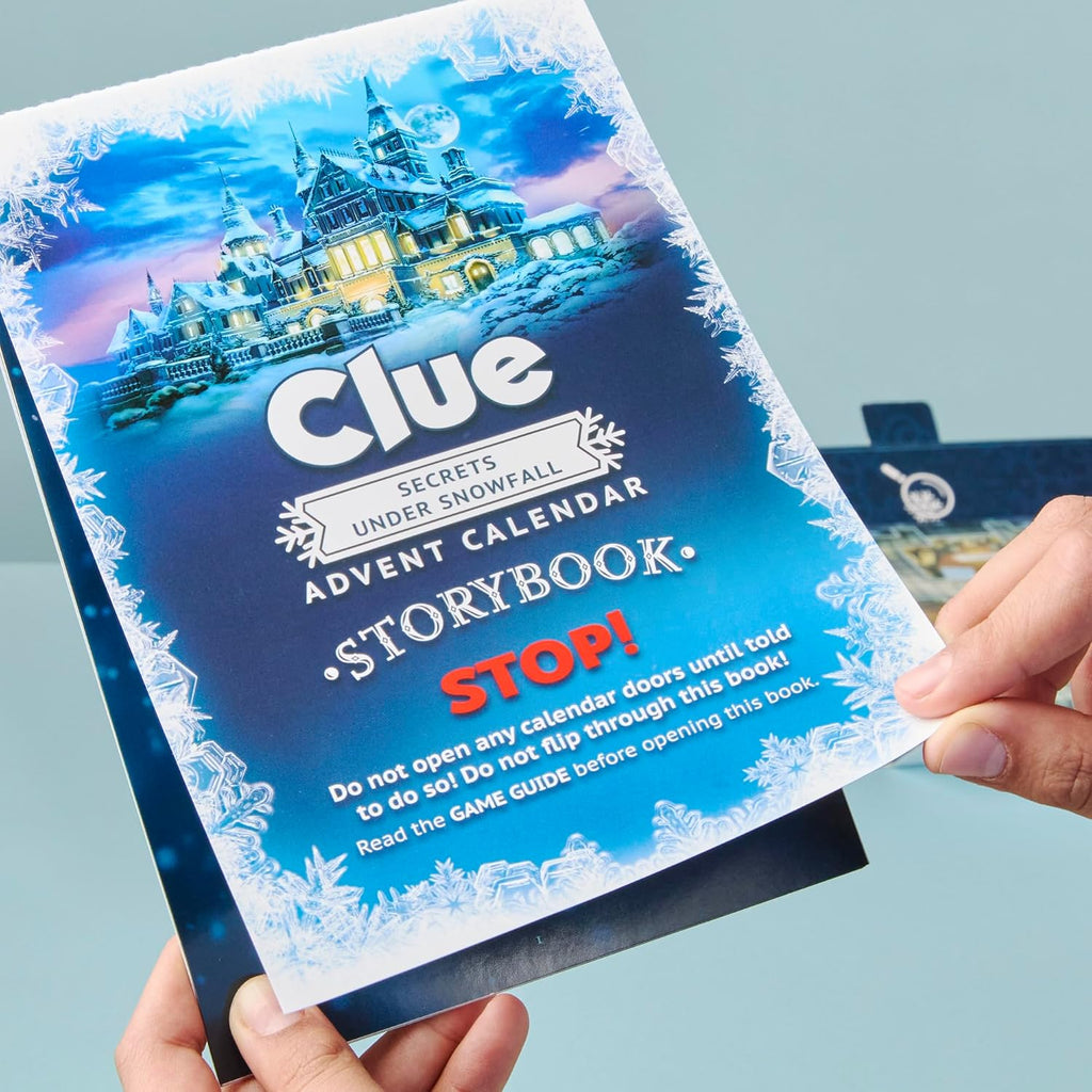 Clue Advent Calendar: Secrets Under Snowfall | 24 Days | Family Mystery Games | with 6 Winter-Themed Tokens and Surprise | Ages 10+ | 1+ Players