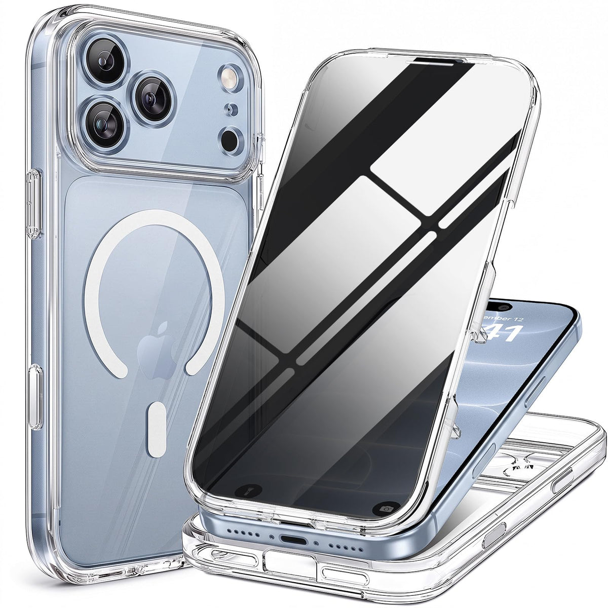 Miracase for iPhone 15 Pro Case 6.1'',with Private Screen Protector,Black