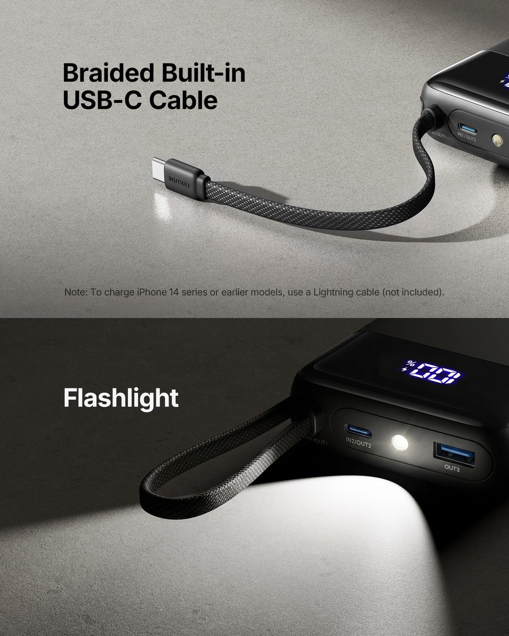 INIU Portable Charger, Smaller 45W Fast Charging Power Bank, 10000mAh Black