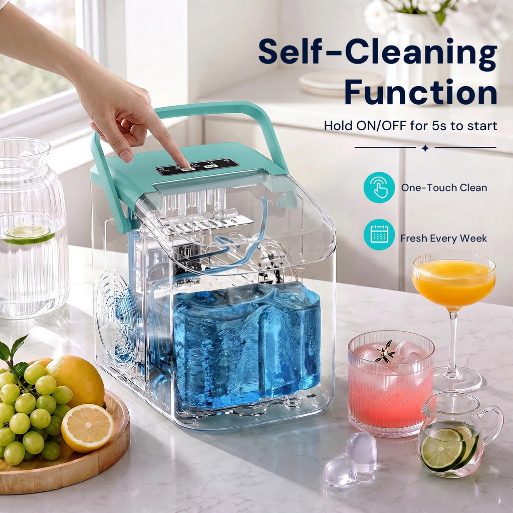 Kismile Countertop Ice Maker Machine, 26Lbs/Day Fastest 6‑Min Ice, Black