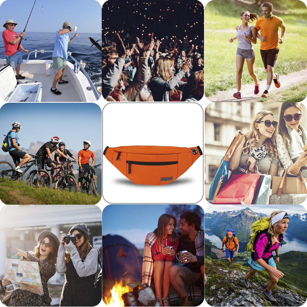 MAXTOP Large Fanny Pack for Women Men Crossbody Bag with 4-Zipper Pockets