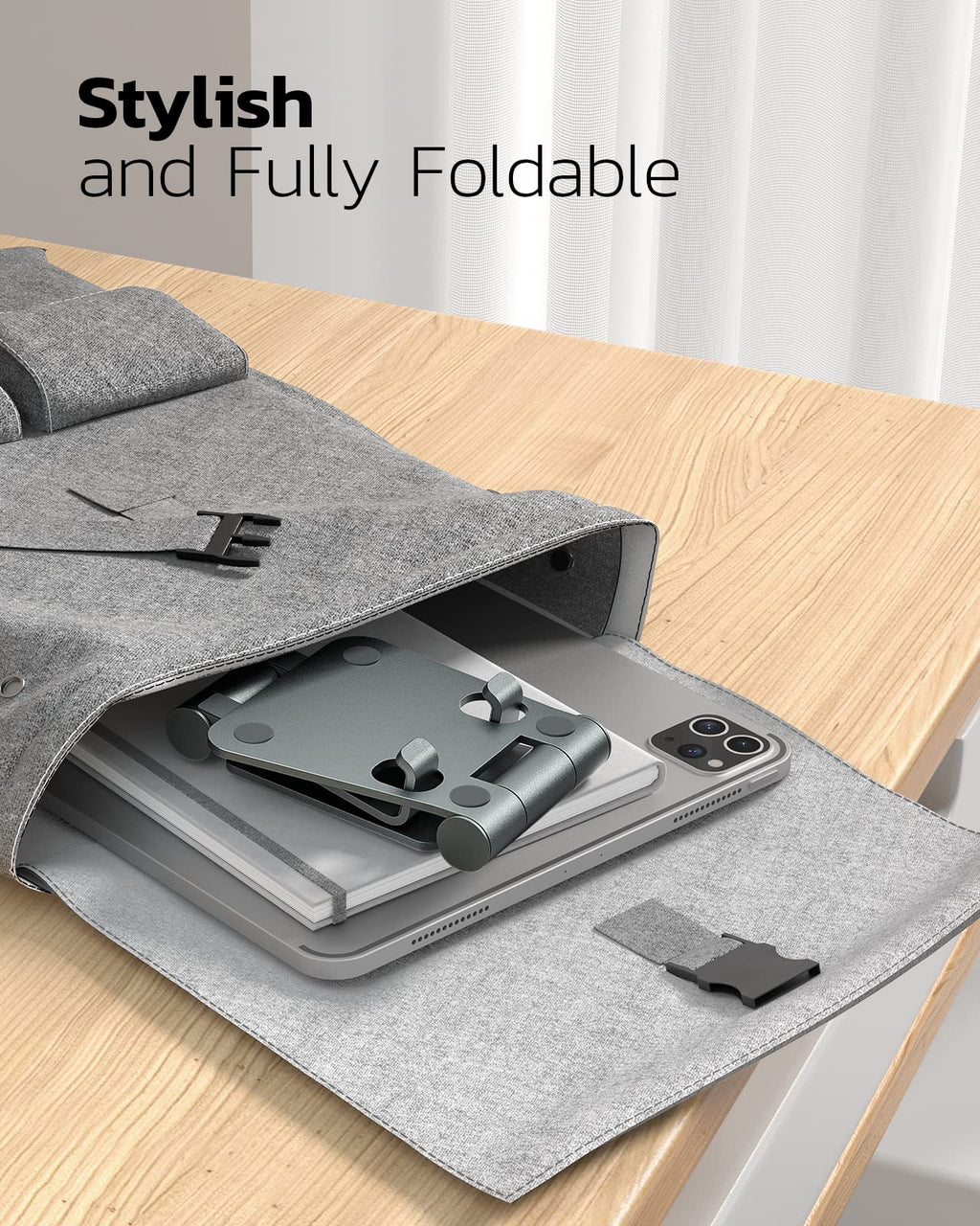 Nulaxy Full Aluminum Dual Folding Cell Phone Stand for Desk, Purple