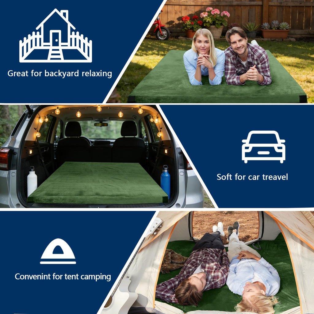 CYMULA Memory Foam Camping Mattress Pad, Sleeping Mat, Portable Roll Up Mattress for Adults, Camping Bed Pads for Sleepover, Car Bed with Travel Bag