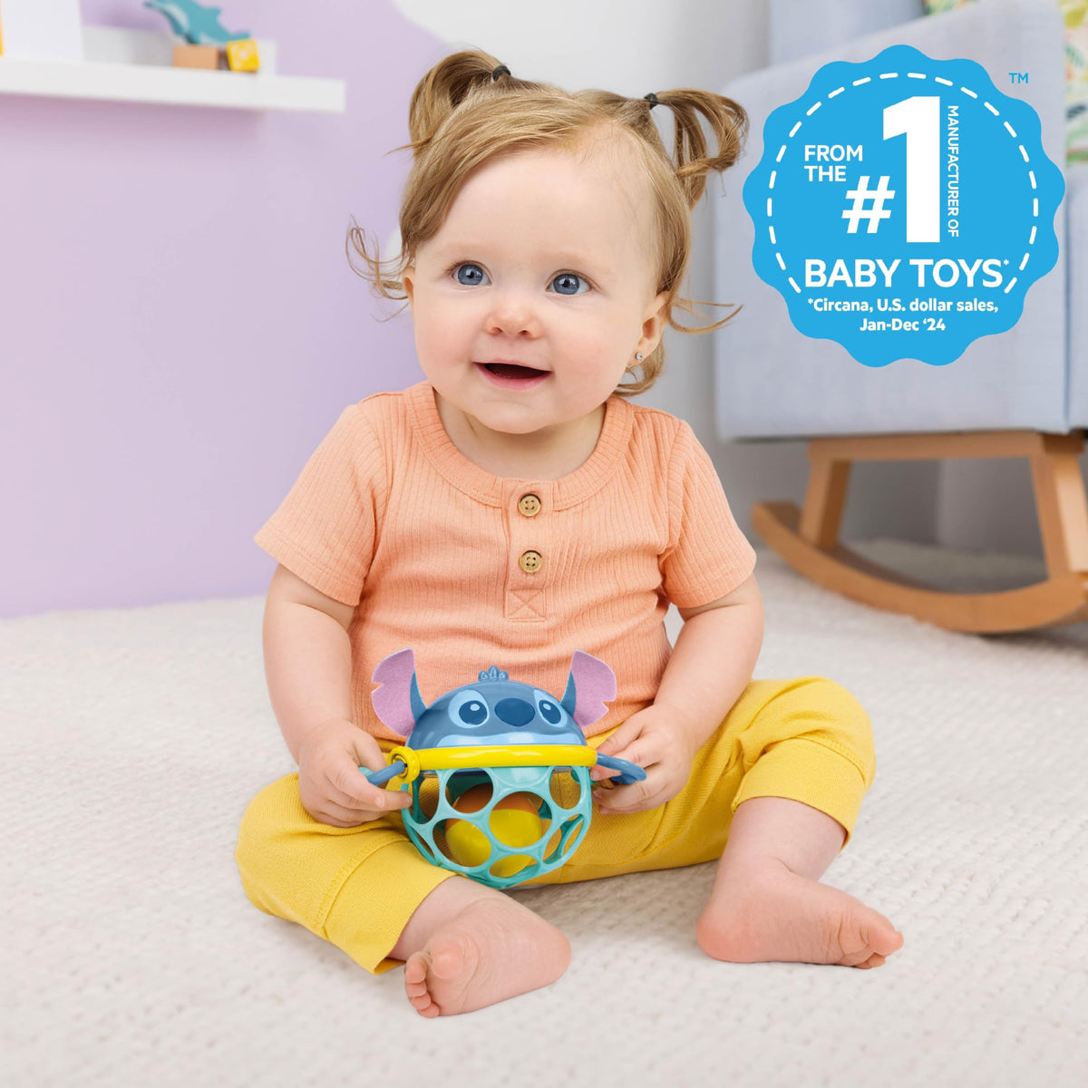 Bright Starts Oball Easy Grasp Classic Ball BPA-Free Infant Toy in Red, Yellow, Green, Blue, Age Newborn and up, 4 Inches