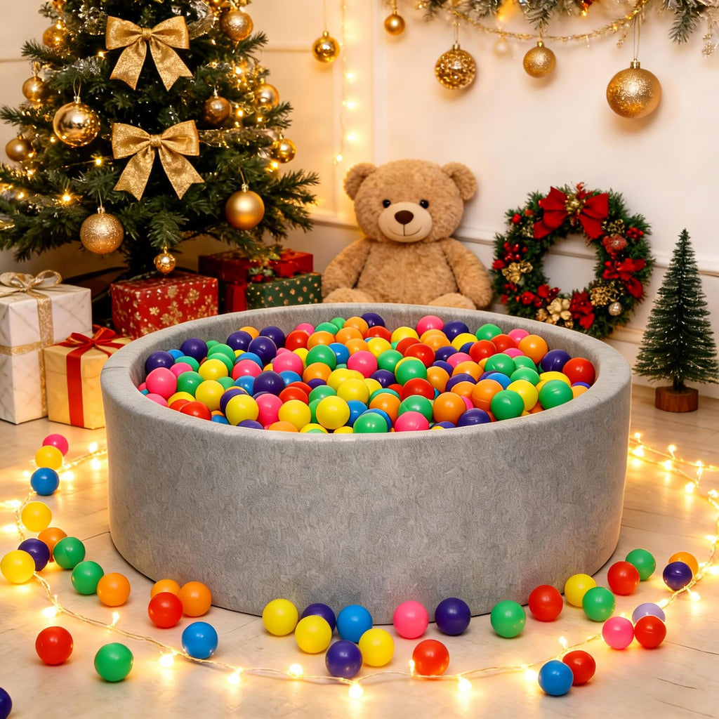 Hovenlay Ball Pit Balls Phthalate Free BPA Free Crush Proof Plastic - 7 Bright Colors in Reusable Play Toys for Kids with Storage Bag