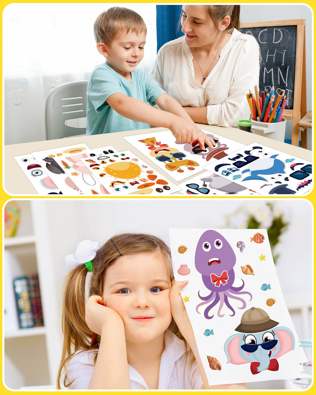 24 Pcs Make Your Own Axolotl Sticker, Party Favors Face Stickers for Kids
