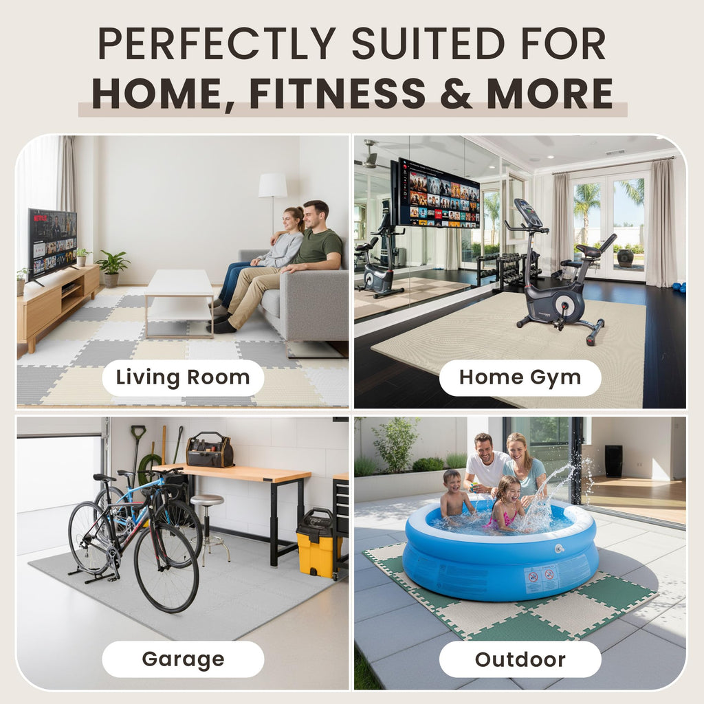 bemaxx Gym Mats Set - EVA Interlocking Foam Floor Tiles Workout Mat Puzzle