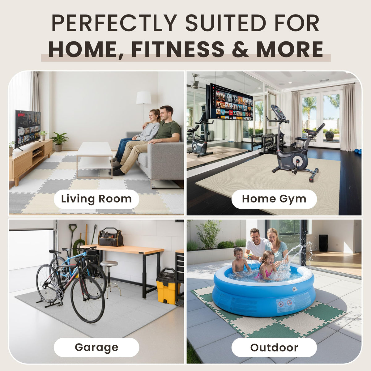 bemaxx Gym Mats Set - EVA Interlocking Foam Floor Tiles Workout Mat Puzzle