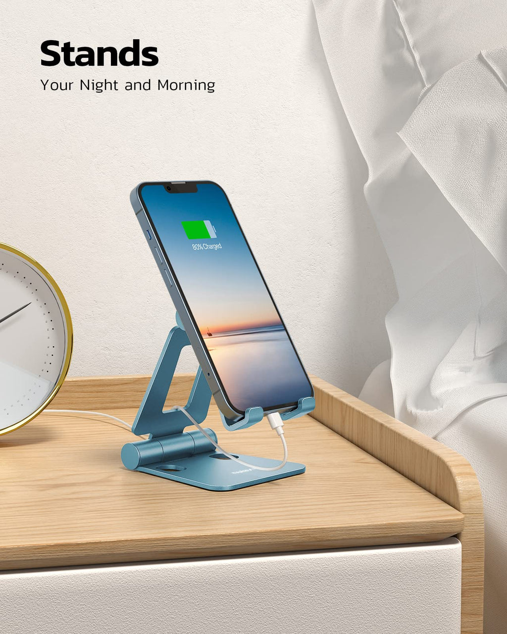 Nulaxy Full Aluminum Dual Folding Cell Phone Stand for Desk, Purple