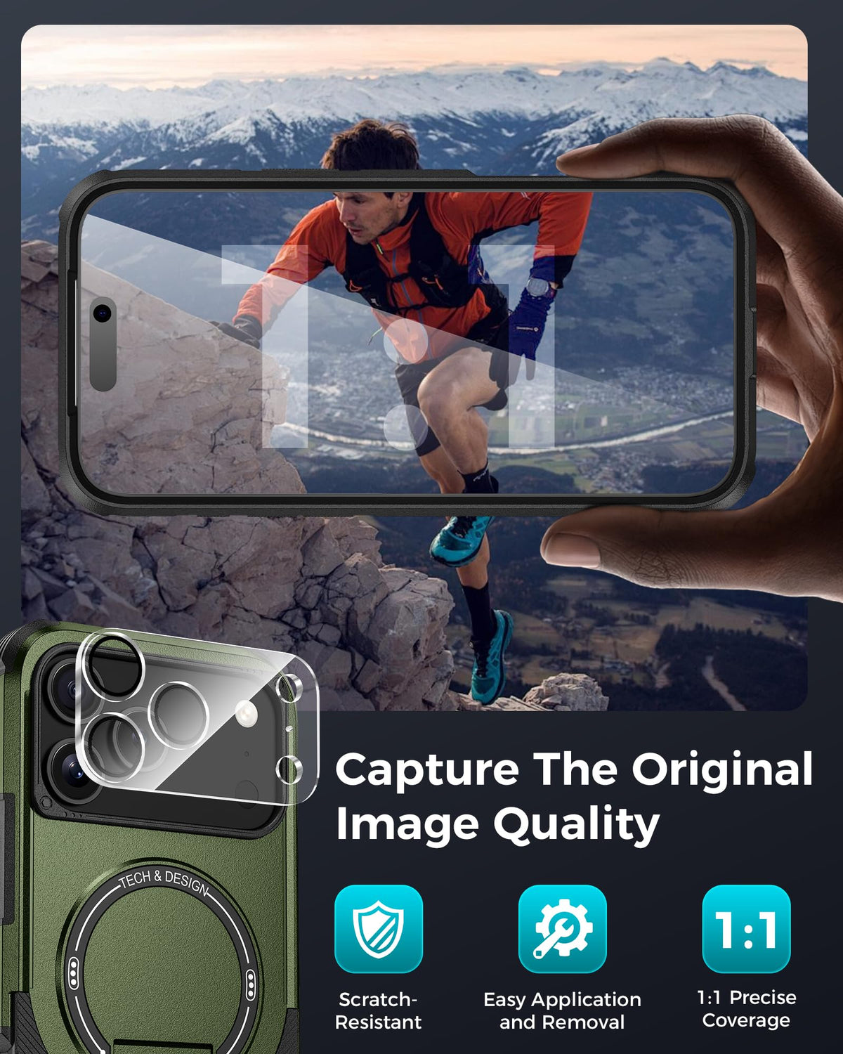 Goton 3 in 1 for iPhone 17 Pro Case with Privacy Screen Protector Blue