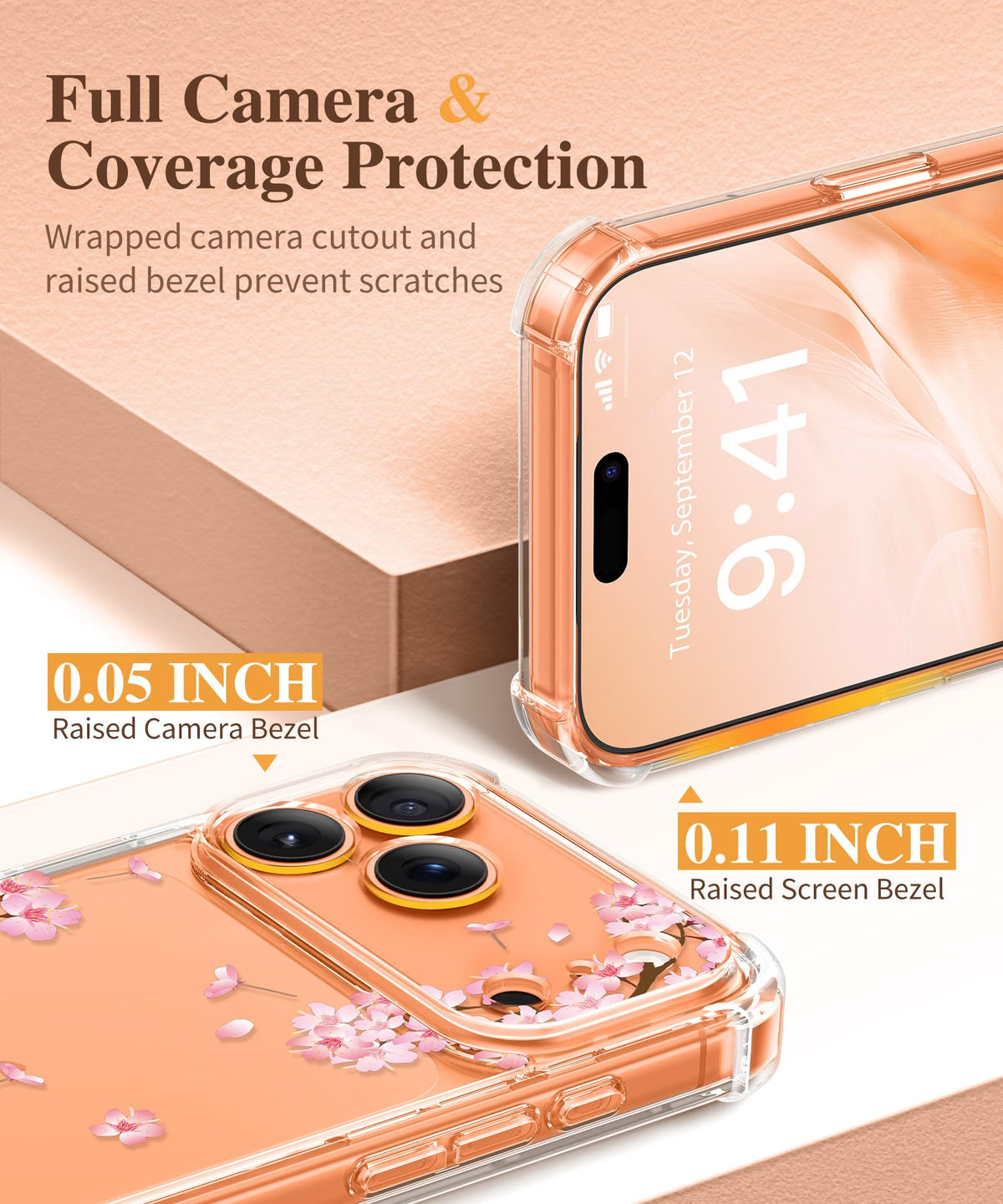 GVIEWIN for iPhone 18 Pro Max Case/17 Pro Max Case Floral Clear Slim Women