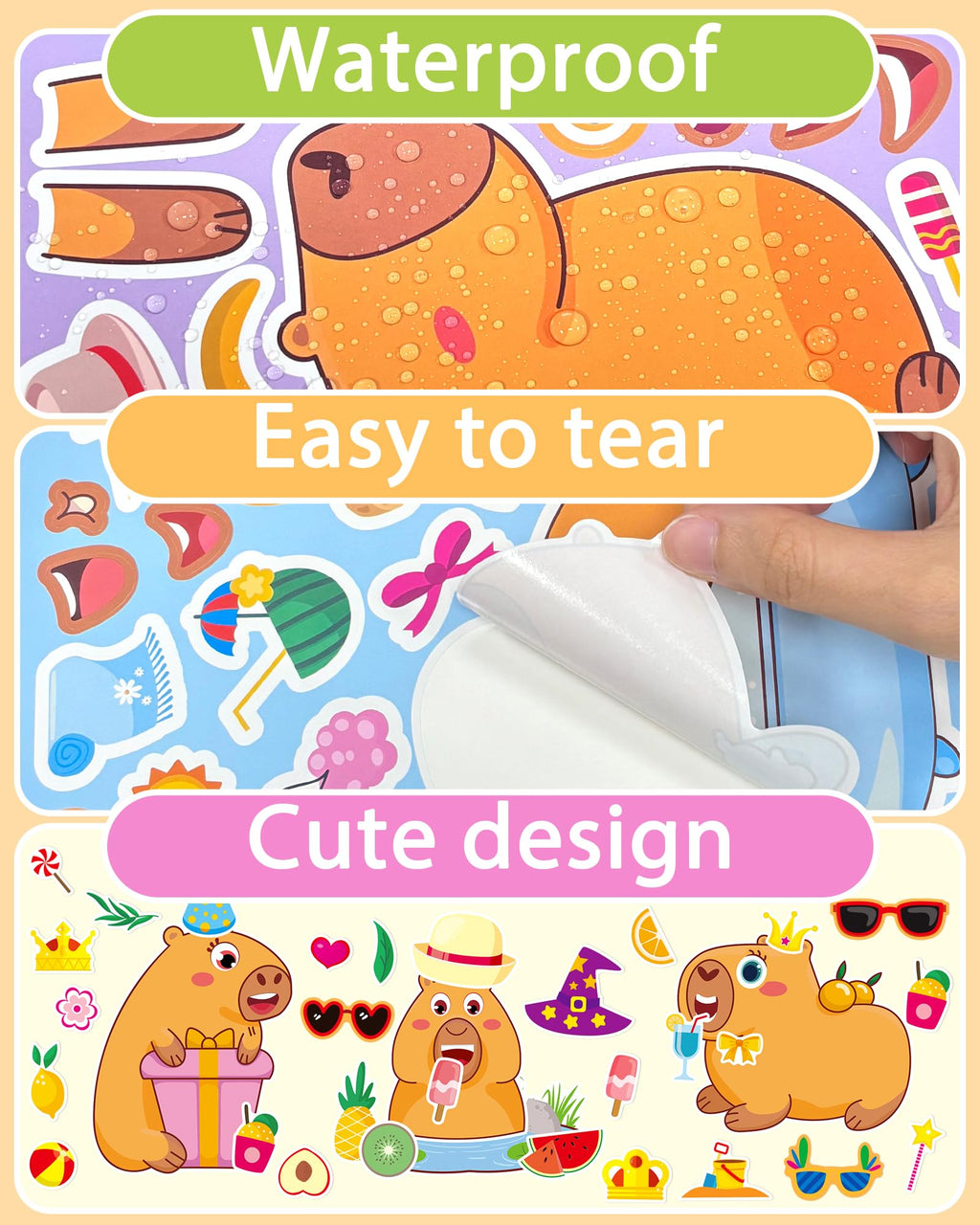 24 Pcs Make Your Own Axolotl Sticker, Party Favors Face Stickers for Kids