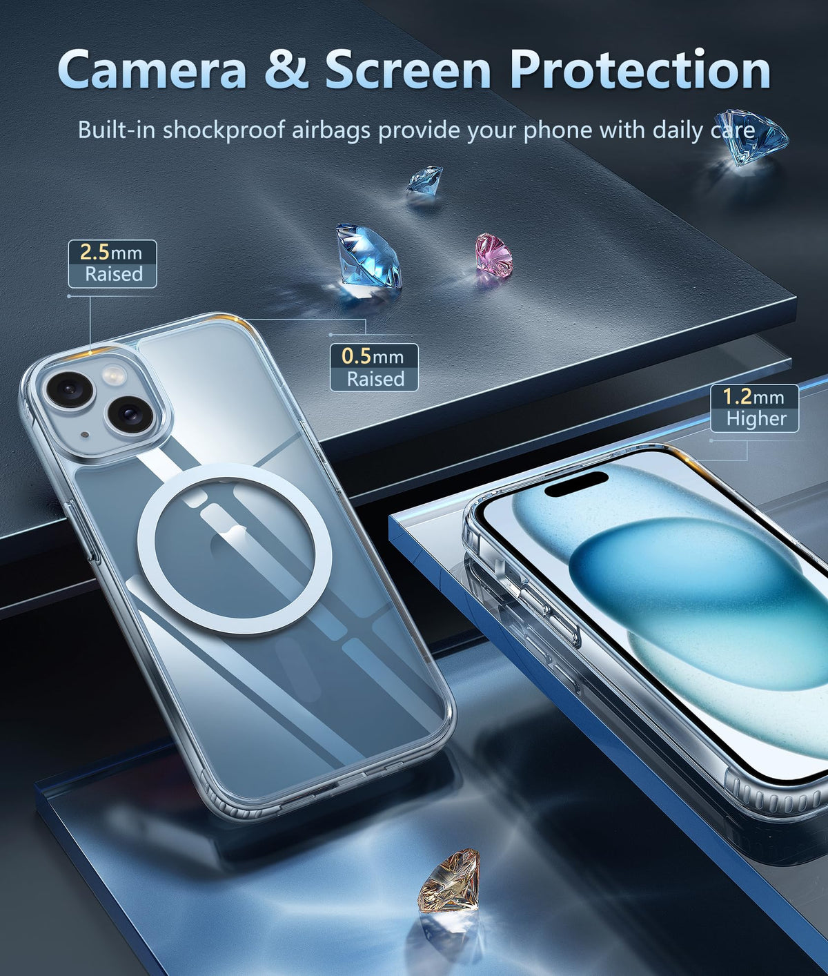 FNTCASE for iPhone 18 Pro Case/17 Pro Case Clear with Screen Protector