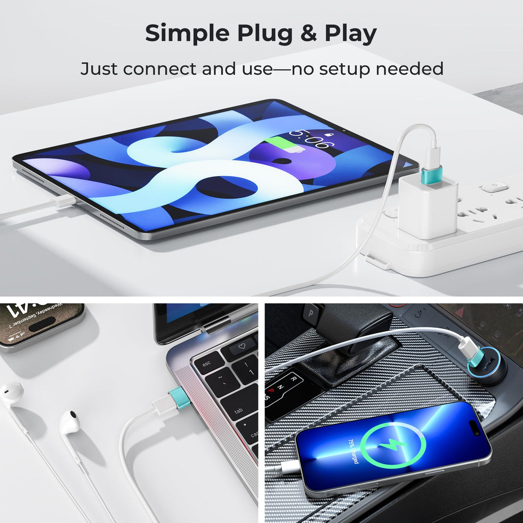 Basesailor USB C Female to USBA Male Adapter,Type C Charger Cable Connector