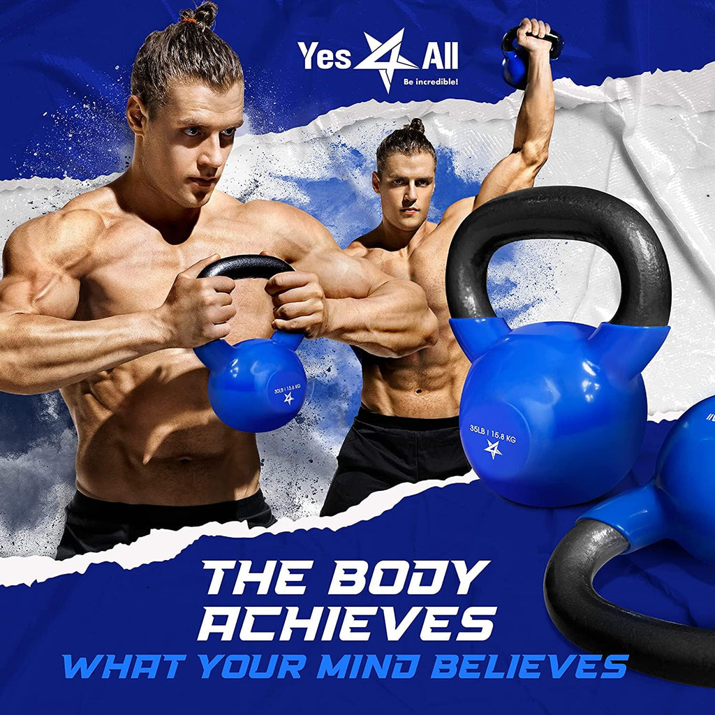 Yes4All Vinyl Kettlebell, 5–100 Lb Strength Training Kettlebell