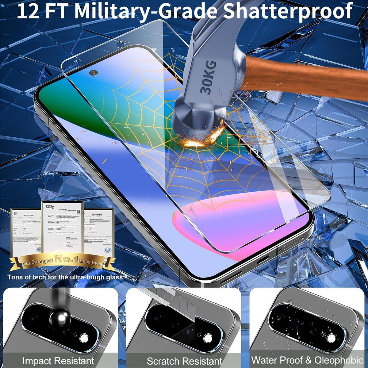 letosan 3 Pack for Google Pixel 11 Pro Screen Protector Tempered Glass + 3 Pack Camera Lens Protector, Military Grade Shatterproof, 9H Hardness, Fingerprint Unlock,Case Friendly 6.3 Inch