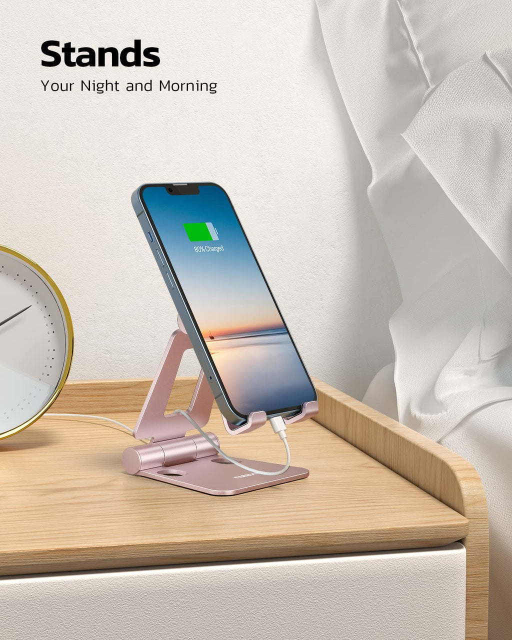 Nulaxy Full Aluminum Dual Folding Cell Phone Stand for Desk, Purple