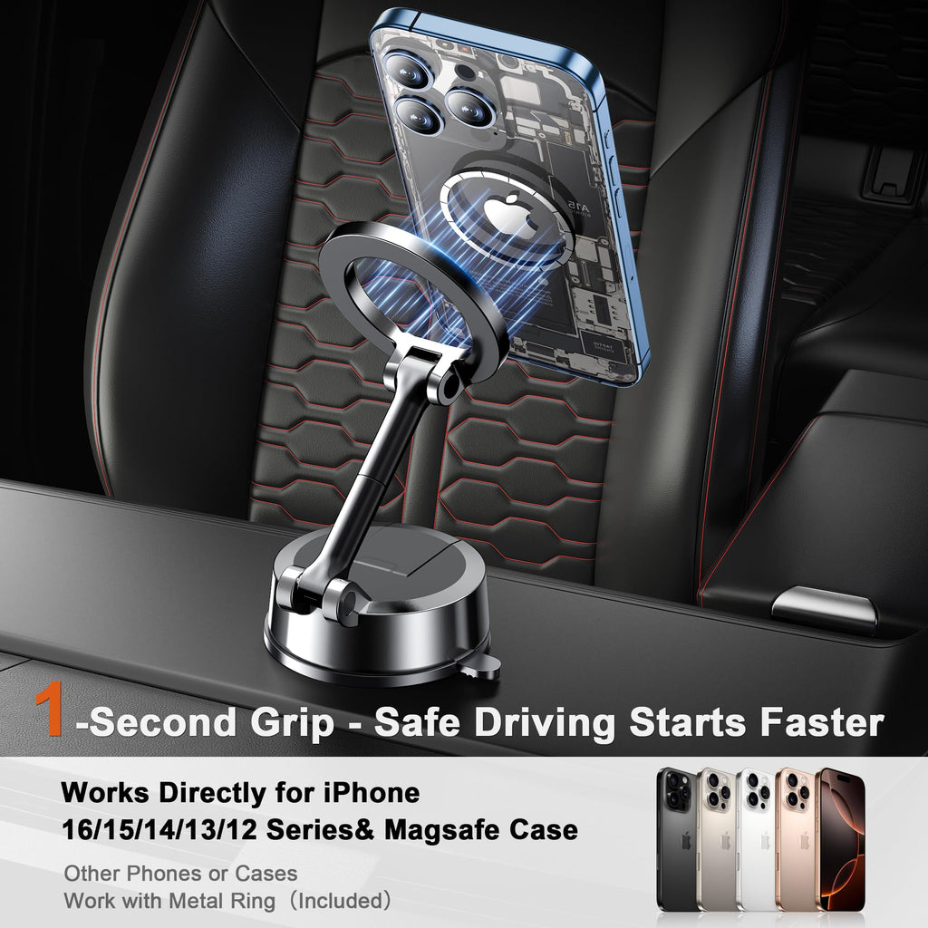 Qifutan Phone Holders for Your Car with Military-Grade Suction Phone Stand for Car [Super Stable] Automobile Car Mount for iPhone Universal Car Dashboard Windshield Mount Fit iPhone Smartphones