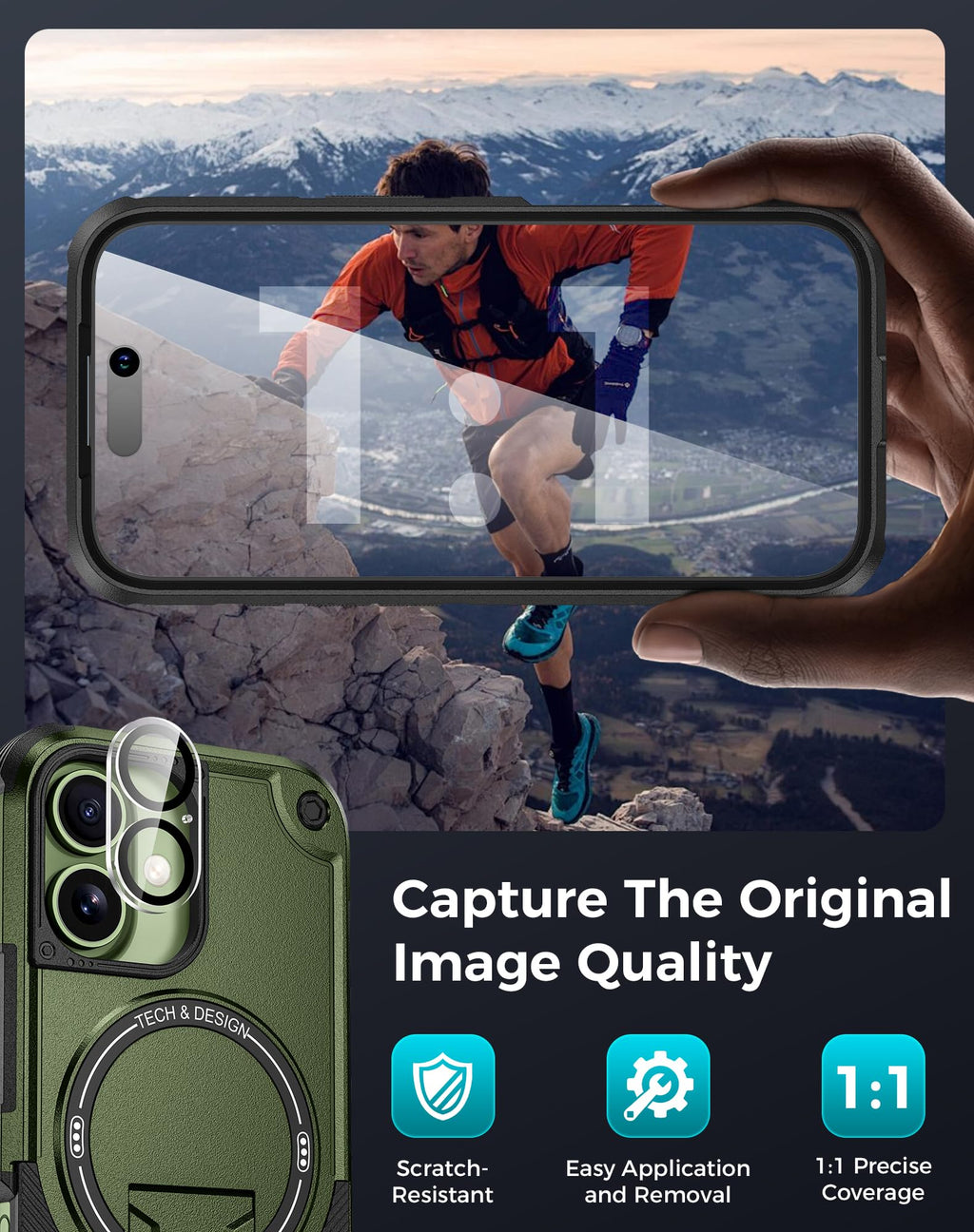 Goton 3 in 1 for iPhone 17 Pro Case with Privacy Screen Protector Blue